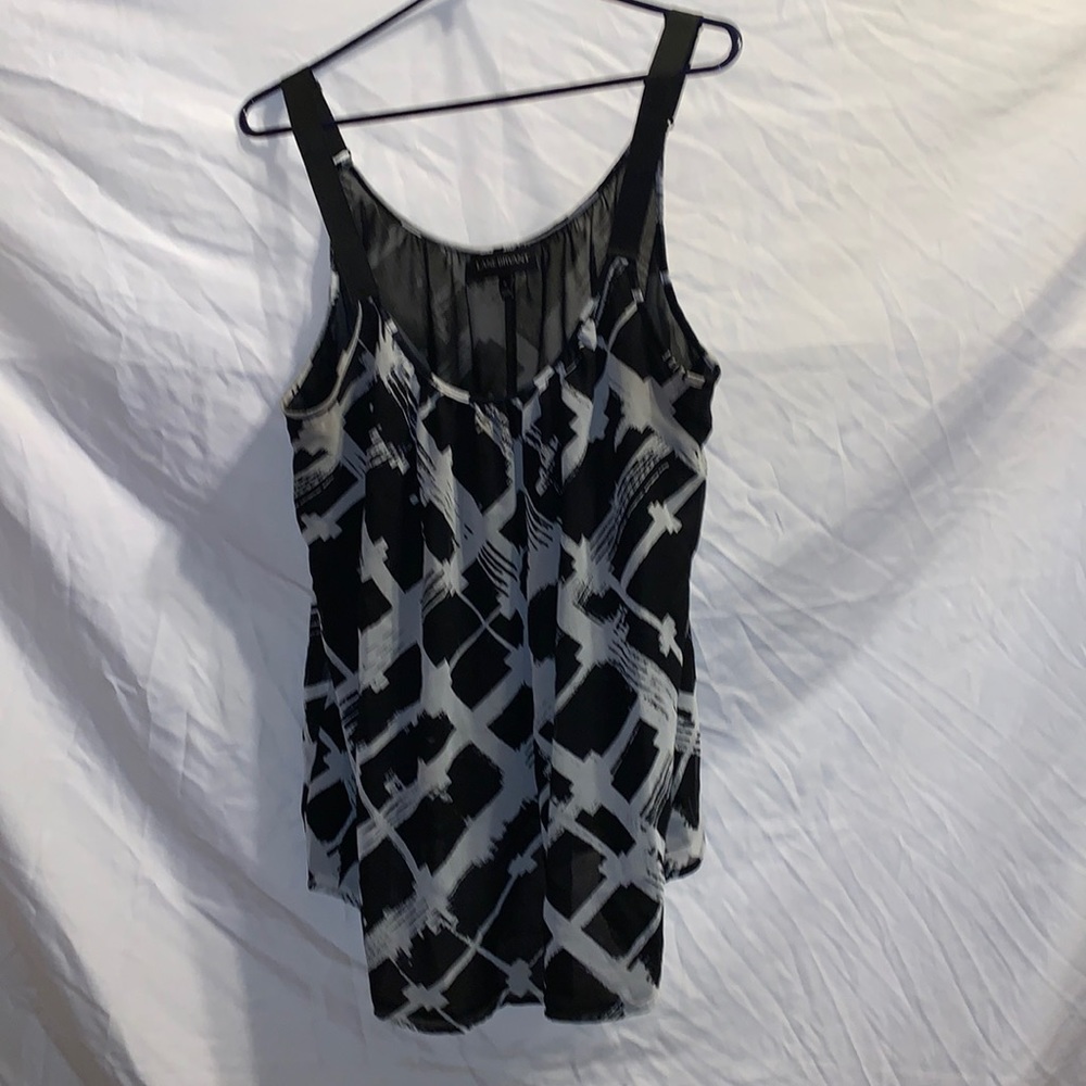 black and white blouse with adjustable straps